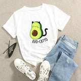 Women T-shirt Avocado Pattern Short Sleeve Simple Tops