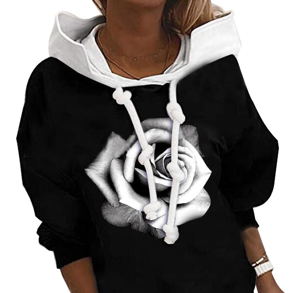 Women Hoodies New Loose Printed Digital Sweatshirt