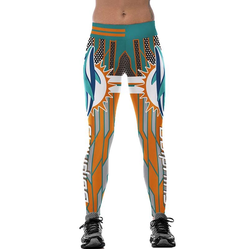 Miami Dolphins Print Leggings Women Casual Breathable Pants