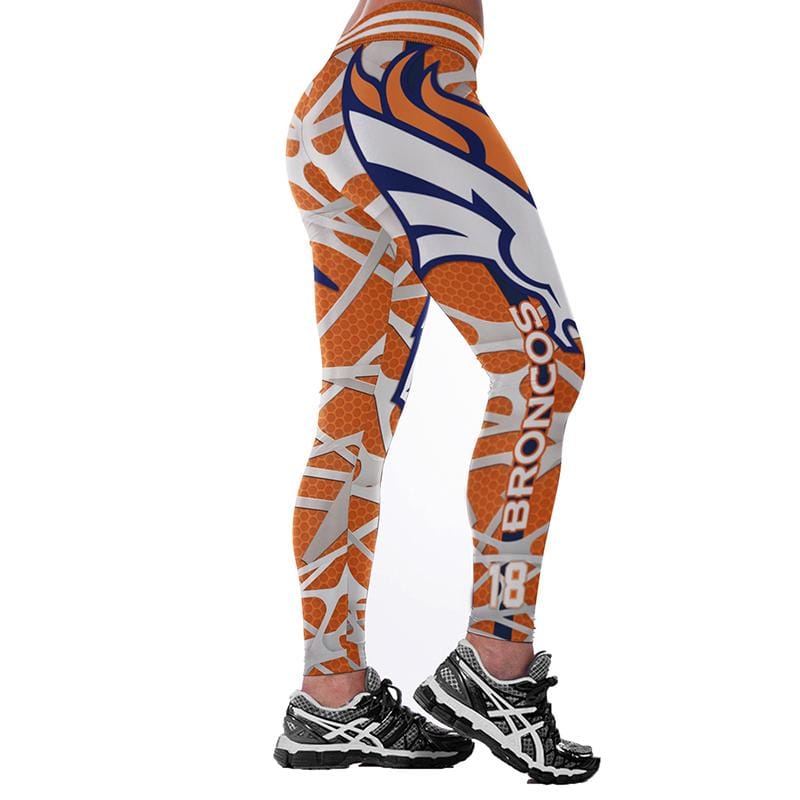 Denver Broncos Print Leggings Orange color Women Sports Pants