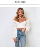 European and American cross-border foreign trade women's clothing cropped navel off-shoulder long-sleeved back straps tube top short stitching sexy vest