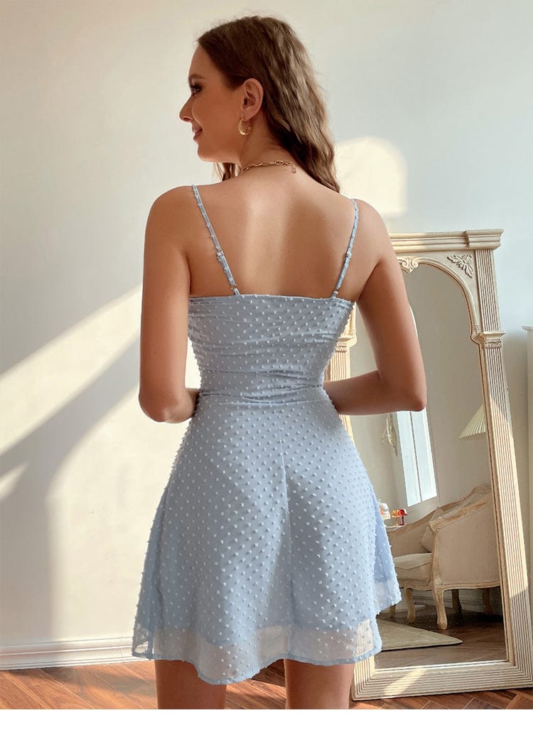European and American women's clothing Solid color sexy backless woven suspender skirt with temperament high-end dress female summer