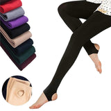 Autumn winter woman thick warm leggings candy color brushed charcoal Stretch Fleece Pants Trample Feet Leggings