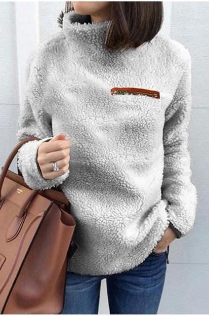 Women Sweatshirts Autumn Winter Top Long Sleeve Plush Warm Pullover Kpop Ladies Tops Women Clothes Pure Sweatshirt