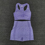 2 PCS Women Summer Seamless yoga set Fitness Sports Suits GYM Clothing Yoga bra+High Waist shorts Workout Pants