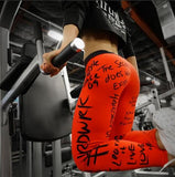 New Fashion Letter Print Leggings Women Slim Fitness High Waist Elastic Workout Leggings for Gym Sport Running