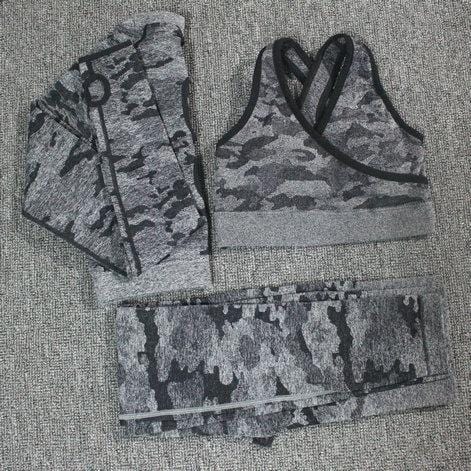 2PCS Camouflage Camo Yoga Set Sports Wear For Women Gym Fitness Clothing Booty Yoga Leggings + Sport Bra GYM Sport Suit