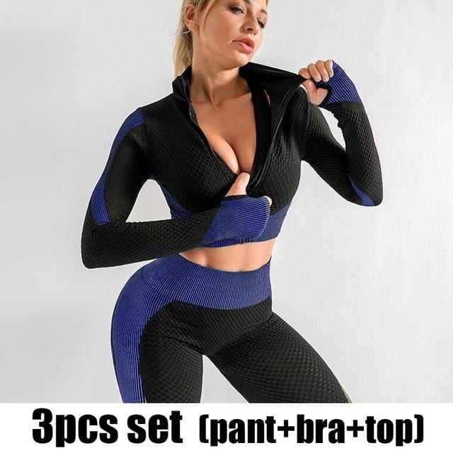 New Ladies Yoga Sports Zip Outerwear Bra and Pants Set Outdoor Running Fitness Sports Yoga Set womens tracksuit Sportswear