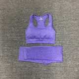 Women Seamless Fitness Yoga Suit 3pcs Gym Clothing Long Sleeve Top Bra High Waist Running Legging Workout Wear Pants Sports set
