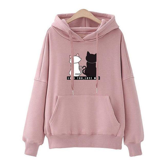Streetwear Hoodies Women Sweatshirt Autumn Long Sleeve Hoodies Harajuku Hoodie Cute Cat Print Sweatshirt