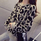 Leopard Knitted Women's Sweater Pullover Winter Thick Long Sleeve Female Sweater Female Autumn Fashion Knit Ladies Sweaters