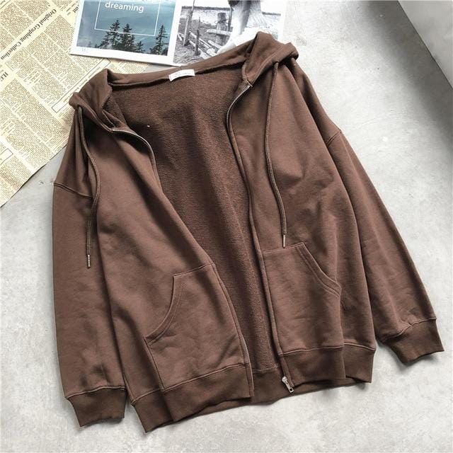 New Autumn Casual loose cotton sweatshirt women Thick Hooded coats Winter Long Sleeve hoodies Drawstring Colthing