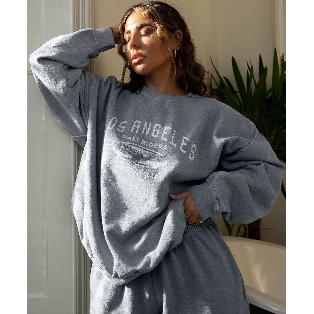 Sweatshirts Vintage Gray Letter Printing Hoodie Women Casual Loose Pullovers 2020Autumn Warm Hoodies Oversized Chic French Style