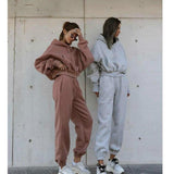 Women Tracksuit Winter New Two Piece Set Hooded Thick Sweatshirt Top And Pants Sets Female Sportswear Casual Outfits